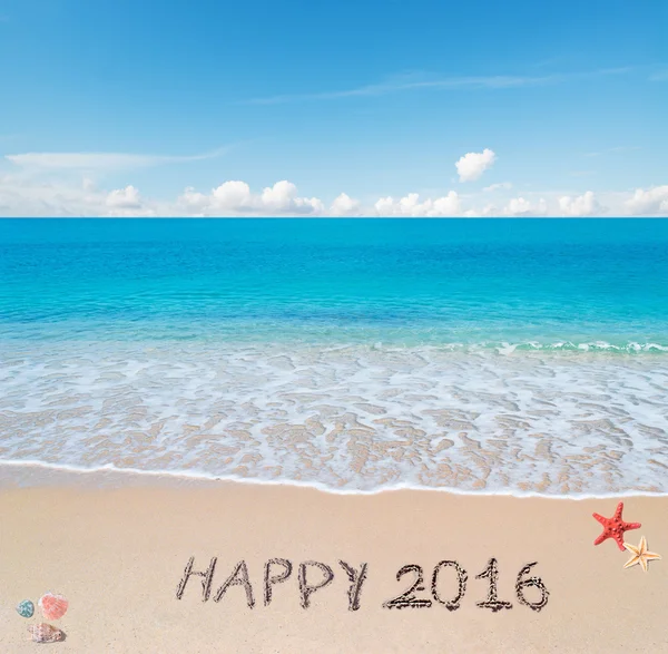 Szczęśliwy 2016 w piasku — Zdjęcie stockowe