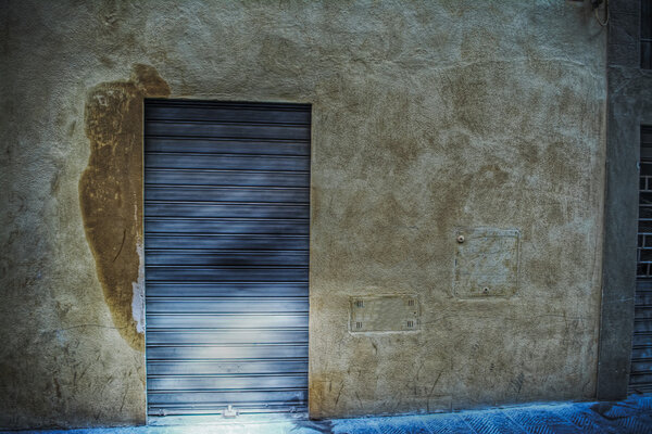 Warehouse entrance closed in hdr tone mapping effect