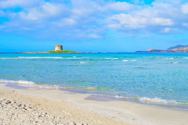 Spiaggia La Pelosa in una giornata nuvolosa — Foto Stock