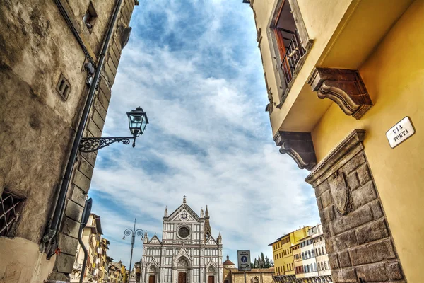 Santa croce square in Florence — Stock Photo, Image