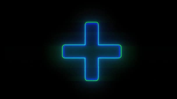 Neon Plus Glittrad form design rörelse grafisk. — Stockvideo