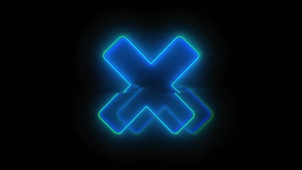 Neon X Diseño de forma fallida gráfico de movimiento. — Vídeos de Stock