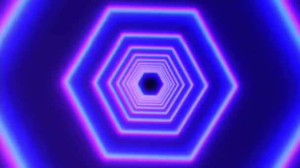 Achteck-Tunnel Glitched shape design motion graphic. — Stockvideo