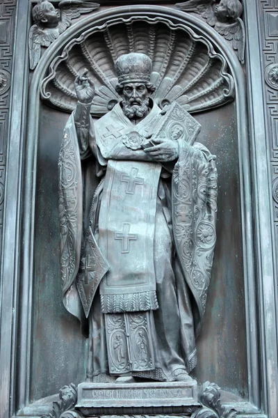 Святий Миколай Бронзова скульптура Стокове Фото