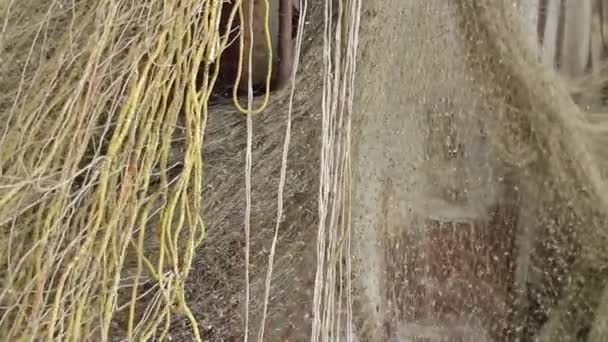 Fishing nets drying in the wind — Stock Video