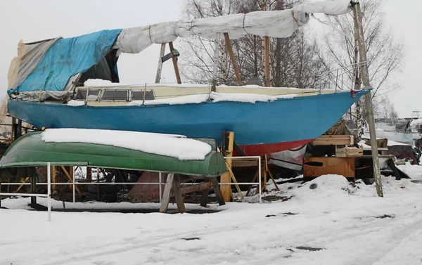 Parking bateau hiver — Photo