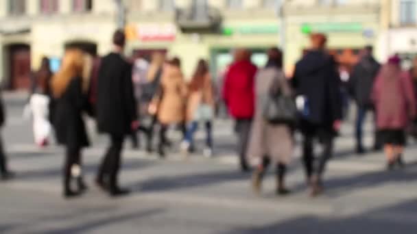 Città folla movimento offuscata — Video Stock