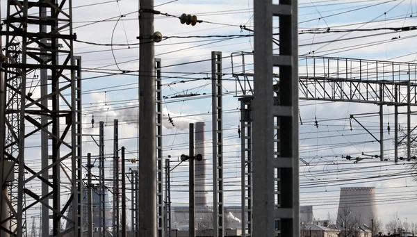 Wires industrial landscape — Stock Photo, Image