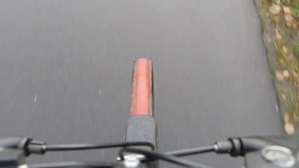 Ciclismo Vista Primera Persona Rueda Manillar — Vídeo de stock