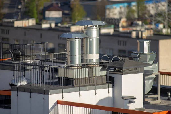 Ventilation Pipes Roof High Rise Building High Angle View — Stock Photo, Image