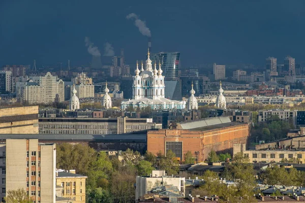 Petersburg Bird Eye View Smolny Convent Temples Factories Buildings — Stock Photo, Image