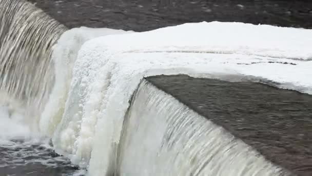 Лед Водопаде Звуком Петлей — стоковое видео