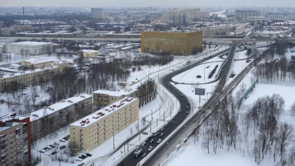 Sankt Petersburg Med Fågelperspektiv Vintern Panorama Över Snötäckt Stadstid Förfaller — Stockvideo