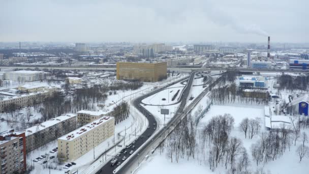 Panorama Petrohradu Zimě Letecký Výhled Oblohu Časový Odstup — Stock video