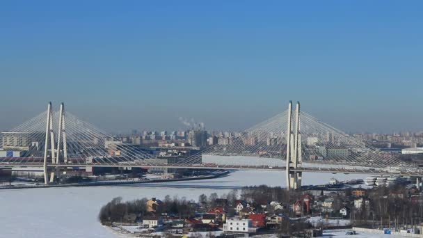 Petersburg Zimie Panorama Widok Lotu Ptaka — Wideo stockowe