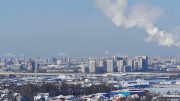 Obrovské Město Ptačí Perspektivy Petrohrad Zimě Bílý Sněhem — Stock video