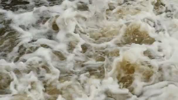 Потік Бульбашок Білої Води Повільний Рух — стокове відео