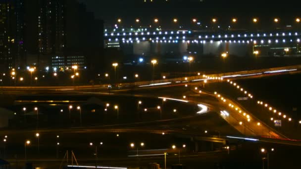 Büyük Bir Şehrin Kuş Bakışı Gece Trafiği Zaman Aşımı — Stok video