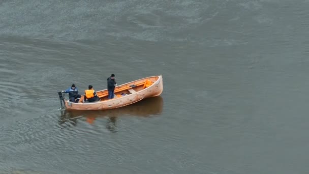 Segler Meer Segeln Einem Rettungsboot Blick Von Oben — Stockvideo