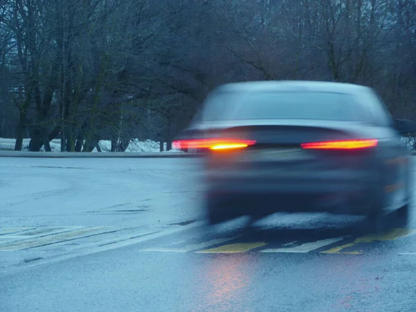 Bil Sløret Bevægelse Røde Trafiklys - Stock-foto