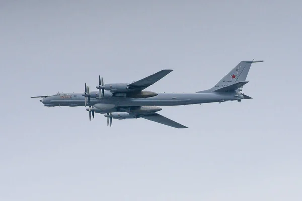 San Petersburgo Rusia Julio 2021 Desfile Militar Bombardero Estratégico Ruso —  Fotos de Stock