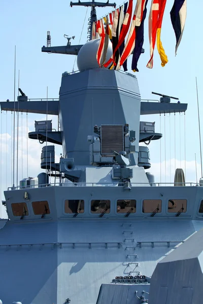 Naval flags on a warship — Stock Photo, Image