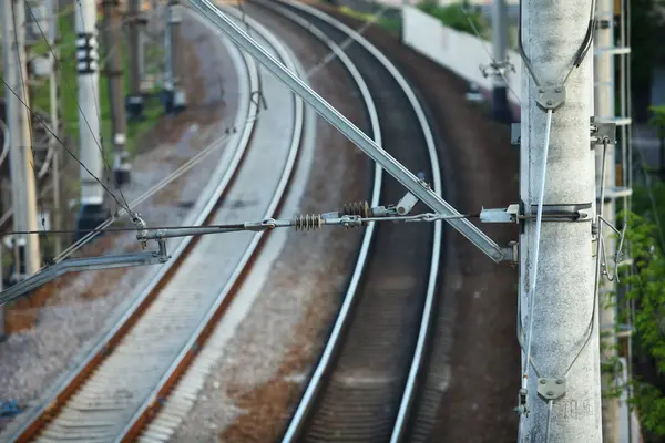 Trolejovým vedením Elektrizované železnice — Stock fotografie