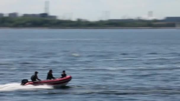 Rigid Inflatable Boat high speed — Stock Video