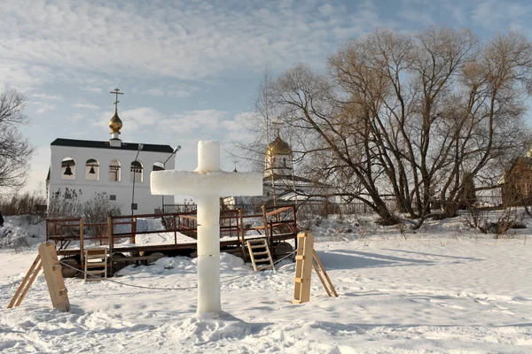 Epiphany  ice cross  water — Stock Photo, Image