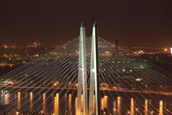 Cable-stayed bridge shrouds Similar to cobwebs — Stock Photo, Image