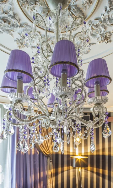 Crystal chandelier with shade — Stock Photo, Image