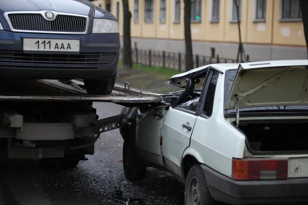 Ατύχημα με ένα γερανό αυτοκινήτων — Φωτογραφία Αρχείου