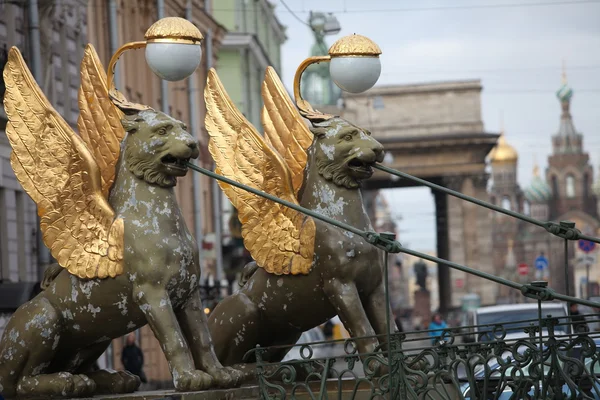 Griffins bewaken de St. Petersburg — Stockfoto