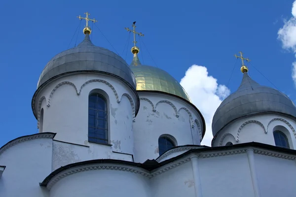 Gold crosses on domes — Stock Photo, Image