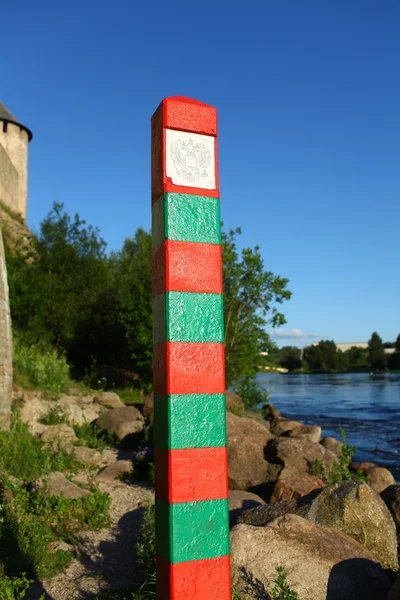 Teken met de vermelding staat grens — Stockfoto