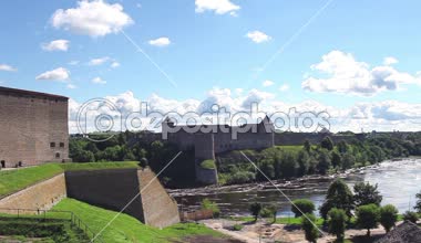 Panorama görünüm kale Narva ve Ivangorod kale
