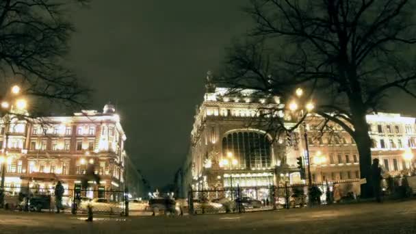 St. Petersburg w nocy upływ czasu — Wideo stockowe