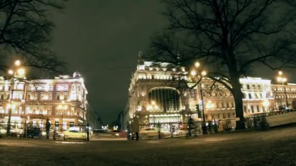 Gece şehir zaman atlamalı Yakınlaştır — Stok video