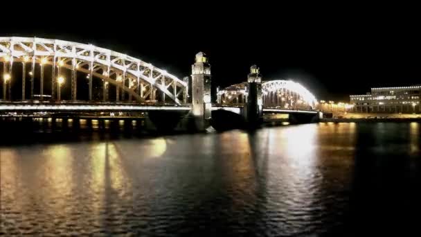 Brug bij nacht time-lapse — Stockvideo