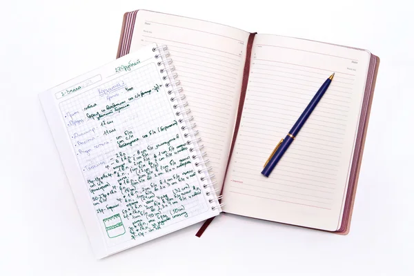 Two notebook for rewriting the recipe on a white background — Stock Photo, Image