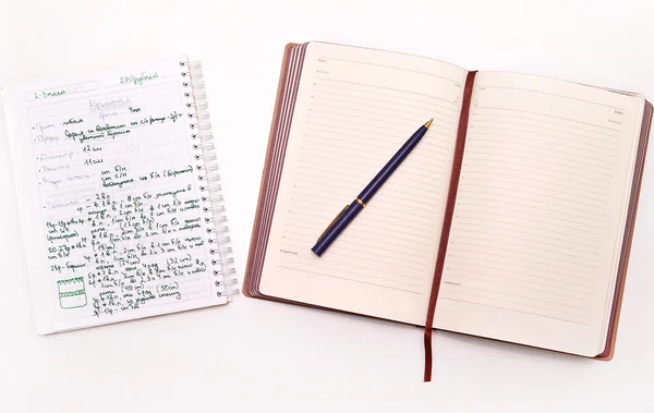 Two notebook for rewriting the recipe on a white background — Stock Photo, Image