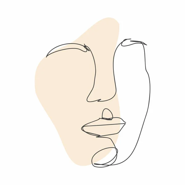 Garis Wajah Seni Lukisan Wajah Vektor Sketsa Dengan Wajah Vector - Stok Vektor