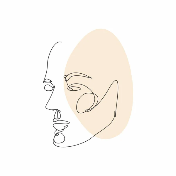 Arte Línea Facial Pintura Facial Boceto Vectorial Con Cara Ilustración — Vector de stock