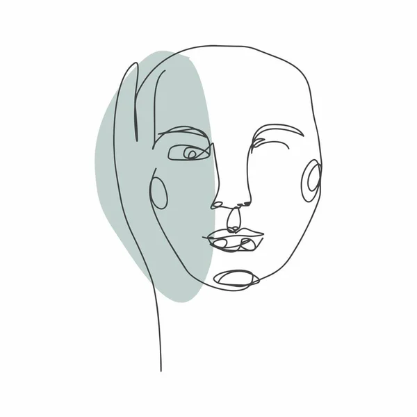 Arte Línea Facial Pintura Facial Boceto Vectorial Con Cara Ilustración — Archivo Imágenes Vectoriales