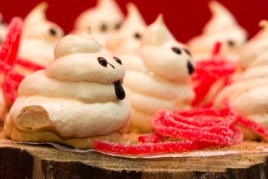 Sweets for Halloween on the holiday table.