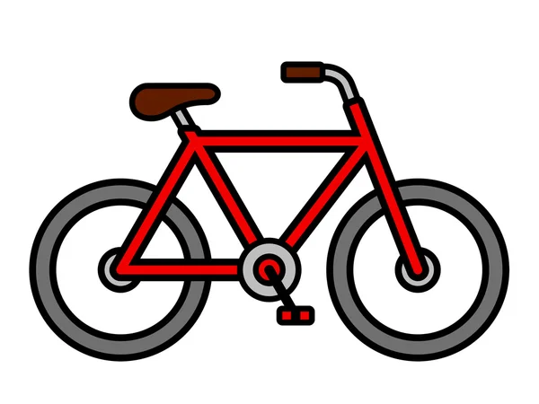 Colorful red cartoon bicycle outline drawing — Stock Vector