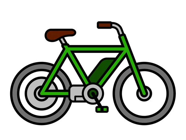 Bicicleta eléctrica verde bicicleta fondo blanco — Vector de stock