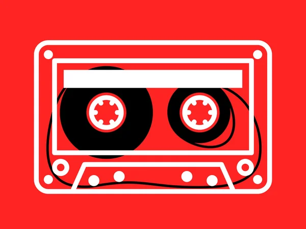 Cassette transparente sur fond rouge — Image vectorielle