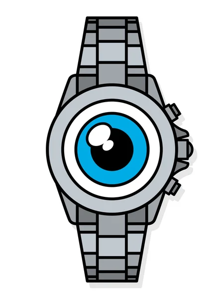 Kol saati akıllı saatinin yüzünde mavi göz — Stok Vektör