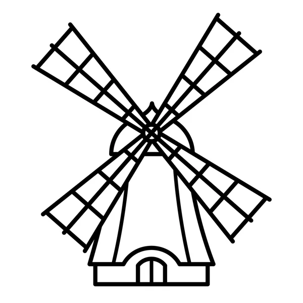 Icono de contorno del molino de viento de dibujos animados — Vector de stock